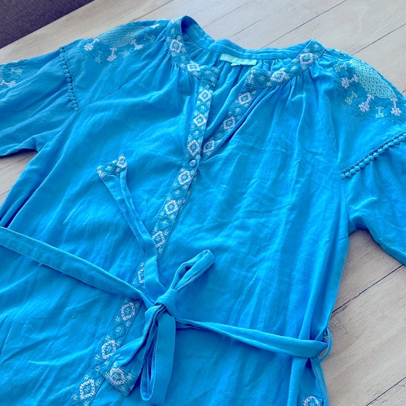 Melissa Odabash Cathy Azure belted embroidered cotton and linen-blend S Dress - Picture 6 of 16